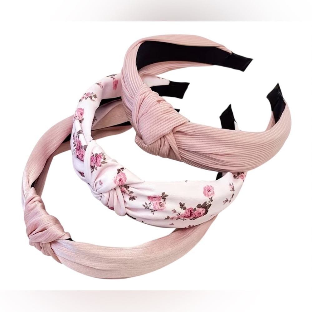 Pink and Floral‎ Headband Trio